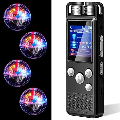 5 Pcs Ghost Hunting Kit includes Digital Voice Recorders with 4 LED Cat Balls Motion Activated Cat Ball Toy Voice Activated Recorder with Playback for Pet Cat Dog Animals (8 GB,Chic Style)