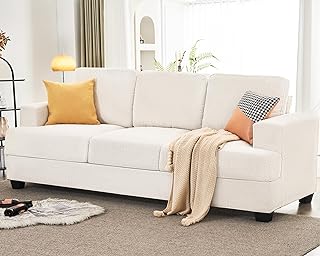 VanAcc 89 Inch Sofa, Comfy Sofa Couch with Extra Deep Seats, Modern Sofa- 3 Seater Sofa, Couch for Living Room Apartment Lounge, Beige Chenille