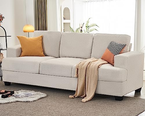 AMERLIFE Sofa, 89 inch Comfy Sofa Couch with Extra Deep Seats, Modern Sofa- 3 Seater Sofa, Couch for Living Room Apartment Lounge, Beige Chenille