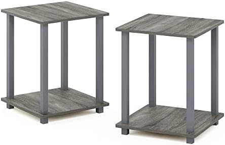 Furinno Simplistic Set of 2 End Table, French Oak Grey/Grey