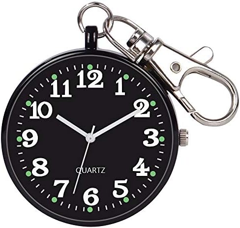 Minimalist Ultra Thin Open Face Quartz Pocket Watch with Key Buckle Unisex Portable Unisex Pocket Watch