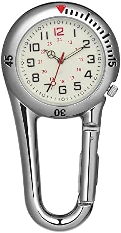 Clip-on Fob Watch,Night Light Alloy Watch Ideal for Doctors Nurses Rock Climbing Mountaineering (White)