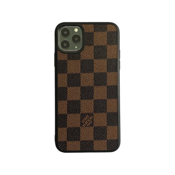 Checkered Full Cover iPhone Case – Brown