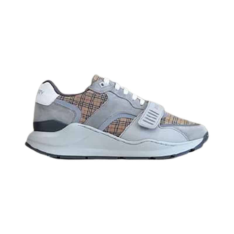 BURBERRY CHECK, SUEDE AND LEATHER SNEAKERS – BBR103
