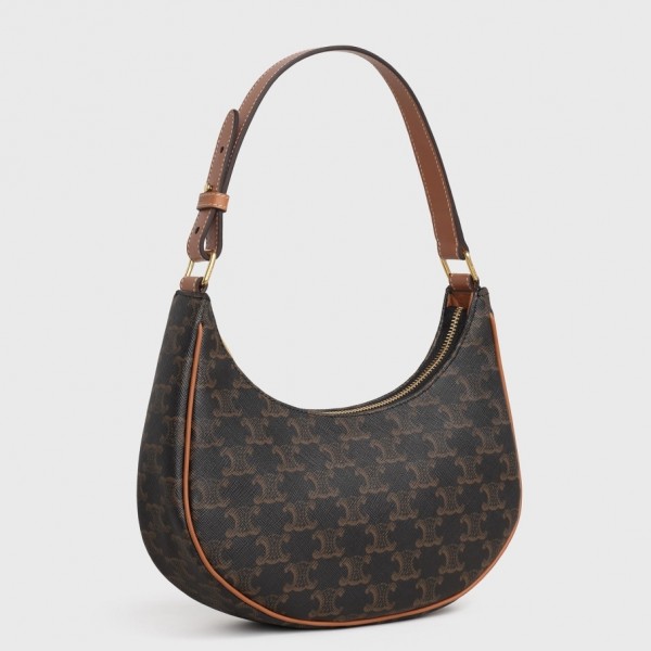 Celine Ava Bag In Black Triomphe Canvas and Calfskin