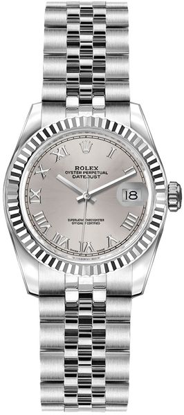 Rolex Lady-Datejust 26 Silver Roman Numeral Dial Ladies Watch 179174